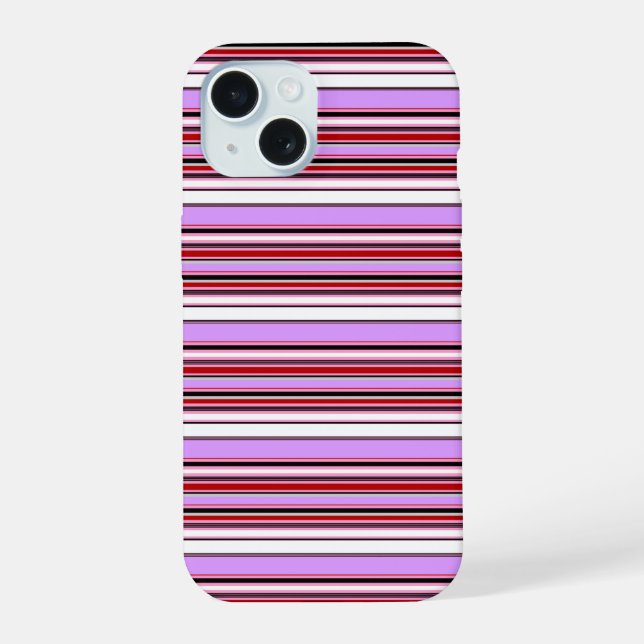 Cute violet red stripes iPhone 15 case (Back)