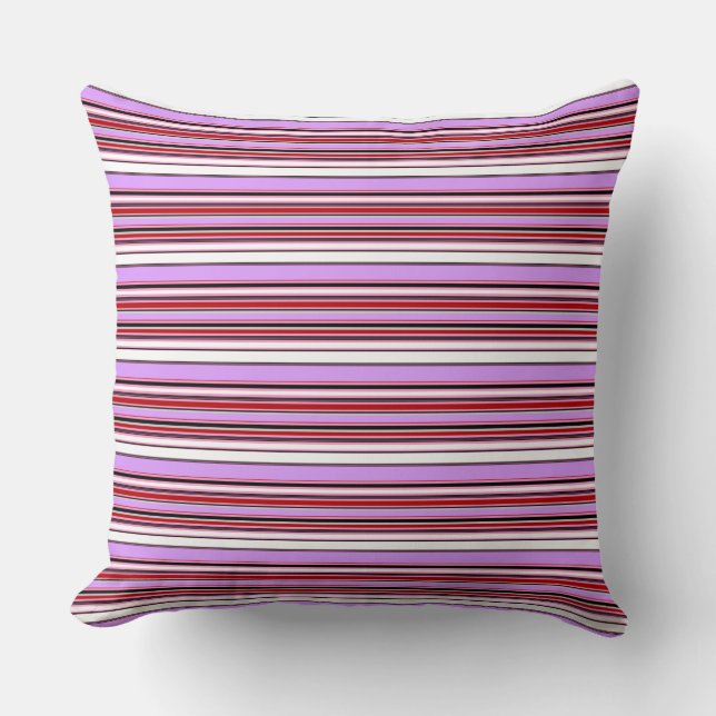 Cute violet red stripes throw pillow (Front)
