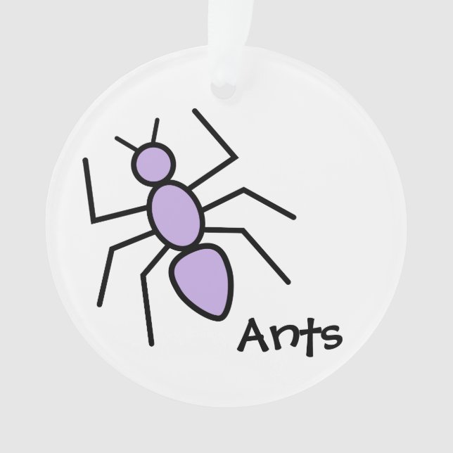 Cute Violet Vector Ant Ornament (Front)