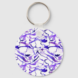 Cute violet watercolor abstract lines pattern keychain
