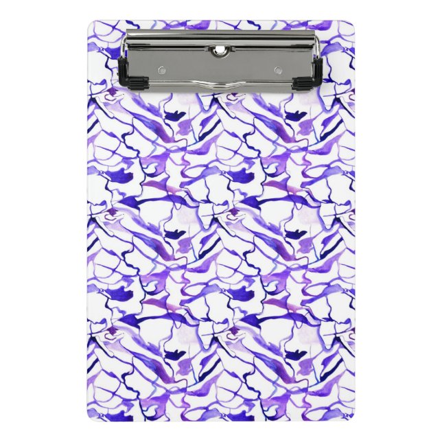 Cute violet watercolor abstract lines pattern latt mini clipboard (Front)