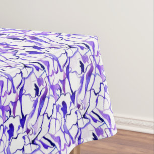 Cute violet watercolor abstract lines pattern tablecloth