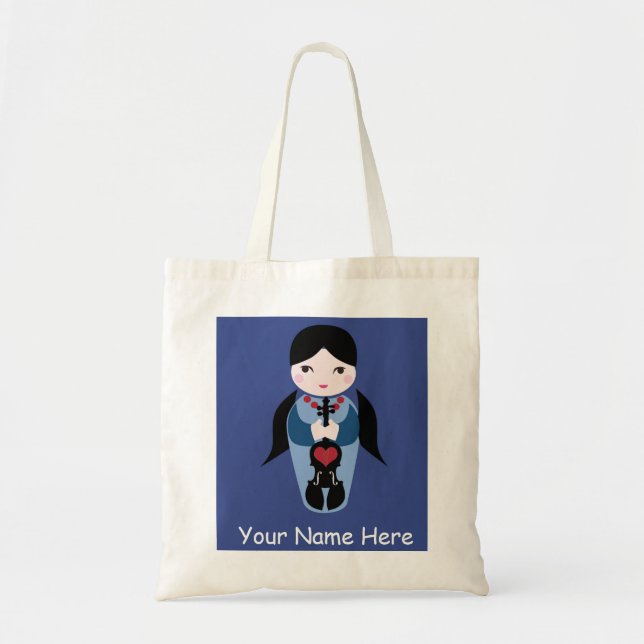 Cute Violin Doll Tote Bag-Add Your Name (Front)