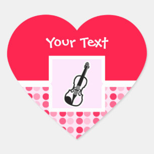 Cute Violin Heart Sticker