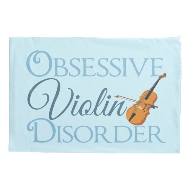 Cute Violin Obsessed Blue Pillowcase (Back)