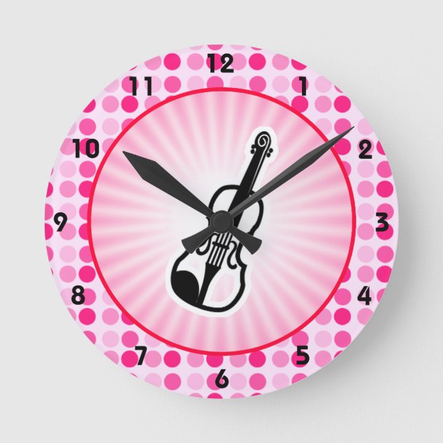 Cute Violin Round Clock (Front)