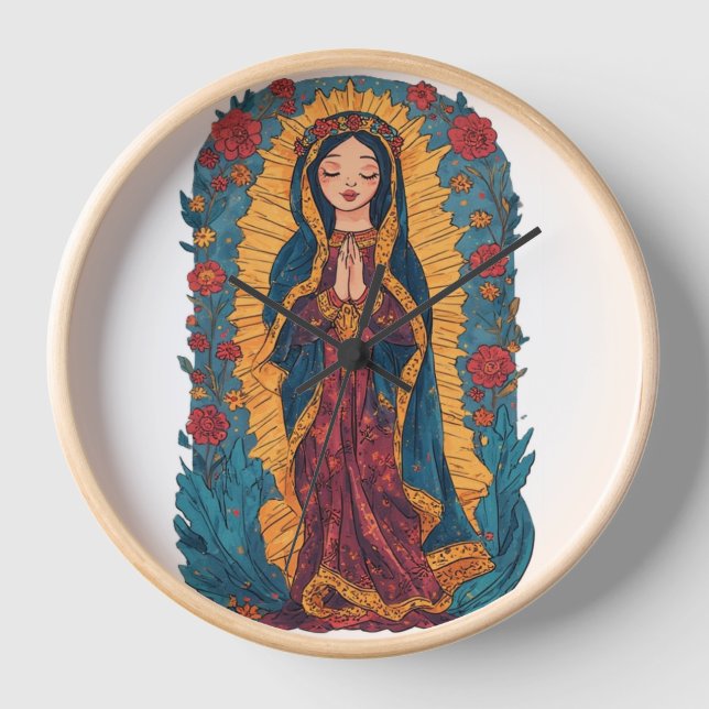 Cute Virgin of Guadalupe Wall Clock (Front)
