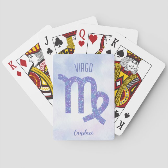 Cute Virgo Astrology Sign Personalized Playing Cards (Back)