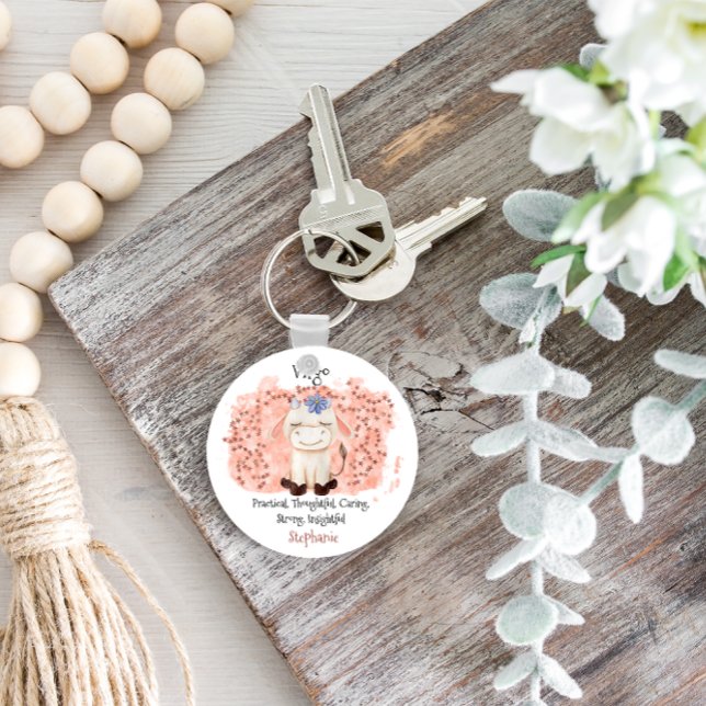 Cute Virgo Maiden Watercolor Bull Zodiac Keychain (Cute Virgo Maiden Watercolor Bull Zodiac Keychain
)