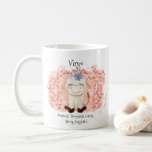 Cute Virgo Maiden Watercolor Bull Zodiac Monogram