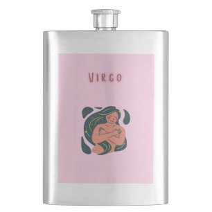 Cute Virgo, zodiac, star sign print Hip Flask