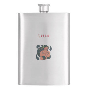 Cute Virgo, zodiac, star sign print Hip Flask
