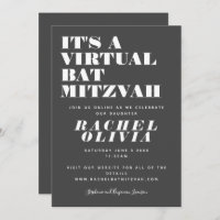 Cute Virtual Online Black and White Bat Mitzvah