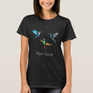 Cute vivid multicolored hummingbirds & calligraphy T-Shirt