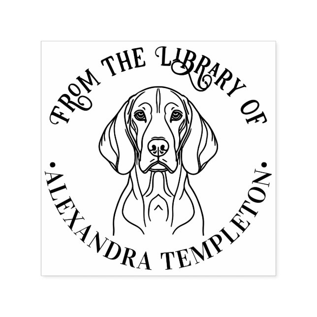 Cute Vizsla Dog Head Library Book Name Self-inking Stamp (Design)
