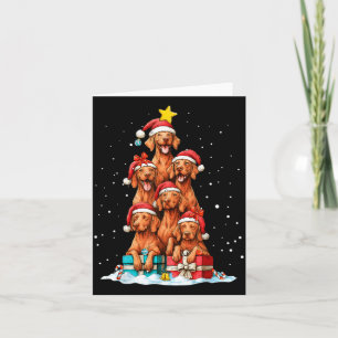 Cute Vizsla Viszla Dog Christmas Tree Xmas Hat Card