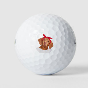 Cute Vizsla with head scarf Golf Balls