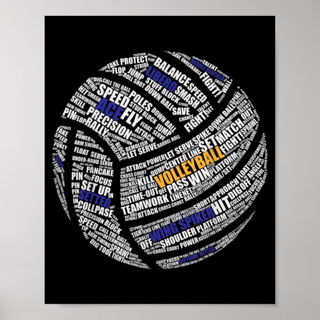 Cute Volleyball Design For Men Women Volleyball Pl Poster (Front)