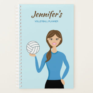 Cute Volleyball Girl Illustration & Custom Name Planner