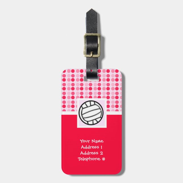 Cute Volleyball Luggage Tag (Front Vertical)