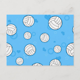 Cute Volleyball Pattern Blue Postcard