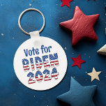 Cute Vote for Biden 2024 American Flag Letters Keychain<br><div class="desc">Vote for Biden 2024 written in cute American flag letters of red,  white,  and blue for the election. A cool font with fun lettering on this political democrat keychain.</div>