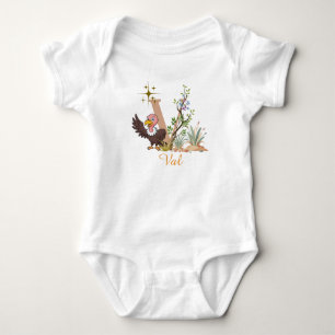 Cute Vulture Alphabet Letter V Baby Bodysuit