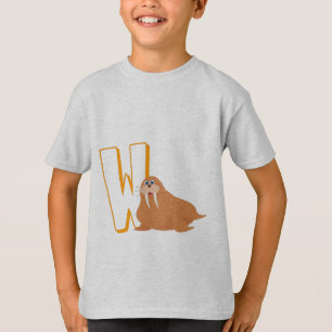 Cute W for Walrus - Kids English ABCD Alphabet T-Shirt