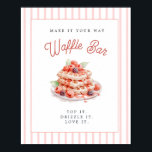 Cute Waffle Bar Bridal shower  Poster<br><div class="desc">Cute Waffle bar bridal shower poster with watercolor waffle and berries.</div>