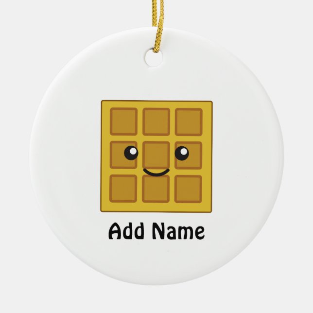 Cute Waffle Ceramic Ornament (Front)