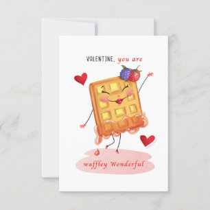 Cute Waffle Character Small Traditional Valentine  Invitation