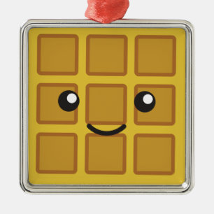 Cute Waffle Metal Ornament