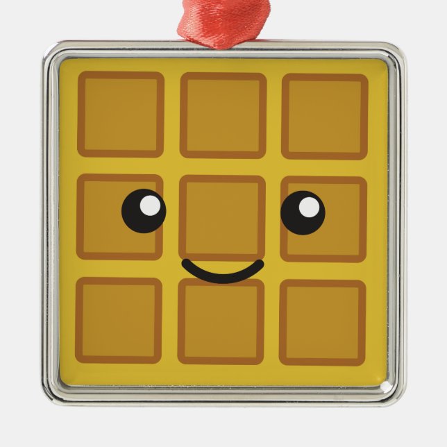 Cute Waffle Metal Ornament (Front)