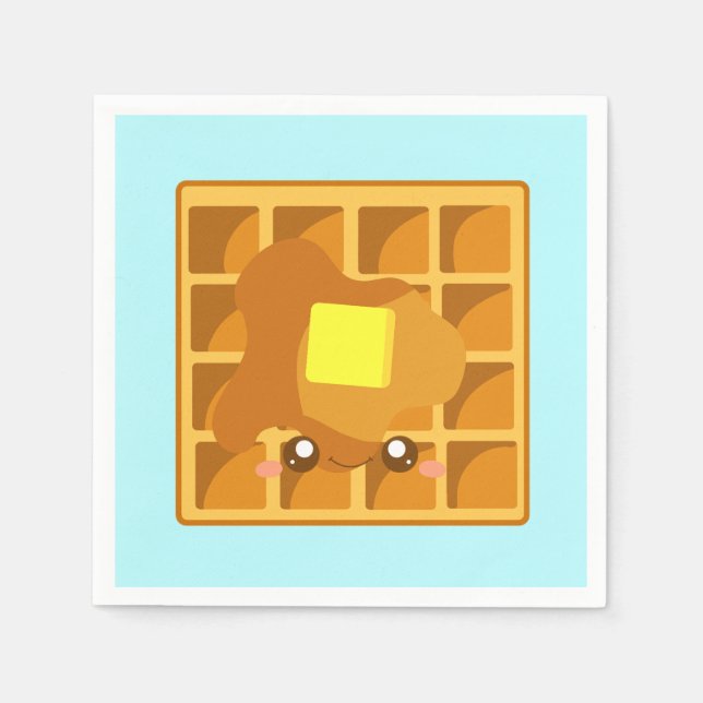 Cute Waffle With Butter And Syrup Napkin (Front)