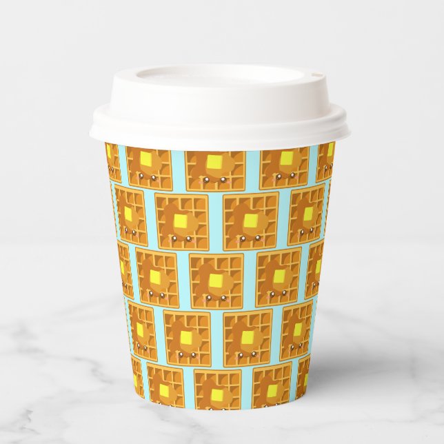 Cute Waffle With Butter And Syrup Paper Cups (Front)