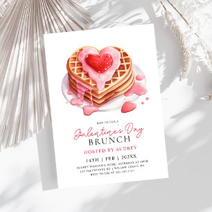 Cute Waffles Valentines Galentines Brunch Invitation