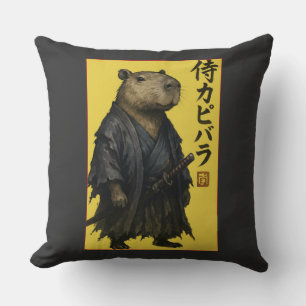 Cute Waiting Capybara Japanese Aesthetic Kawaii An Throw Pillow