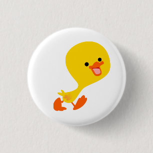 Cute Walking Cartoon Duckling Button Badge