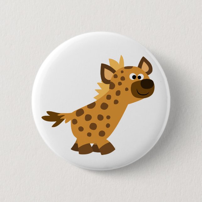 Cute Walking Cartoon Hyena 2 Inch Round Button (Front)