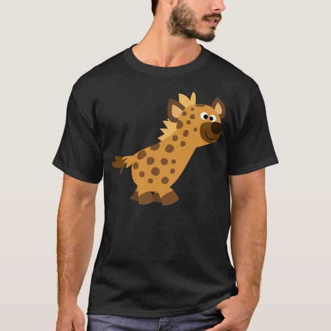 Cute Walking Cartoon Hyena T-Shirt (Front)