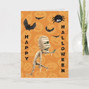 Cute Walking Zombie Kids Halloween Card
