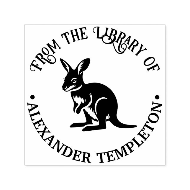 Cute Wallaby Australia Library Book Name Self-inking Stamp (Design)