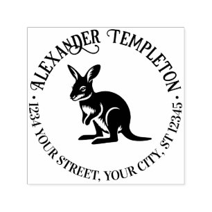Cute Wallaby Australia Name Return Address Self-inking Stamp