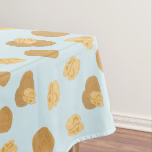 Cute Walnuts Nut Pattern Pastel Blue Tablecloth