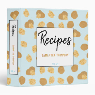 Cute Walnuts Nut Pattern Recipes Cookbook Binder
