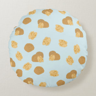 Cute Walnuts Nut Pattern Round Pillow