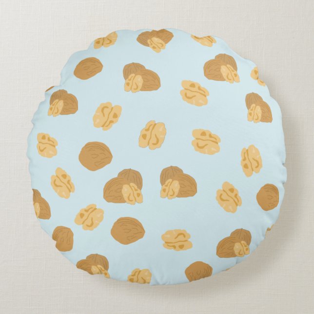 Cute Walnuts Nut Pattern Round Pillow (Front)
