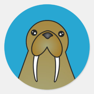 Cute Walrus Cartoon Classic Round Sticker