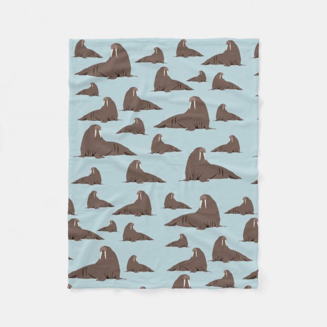 Cute Walrus Pattern  Fleece Blanket (Front)