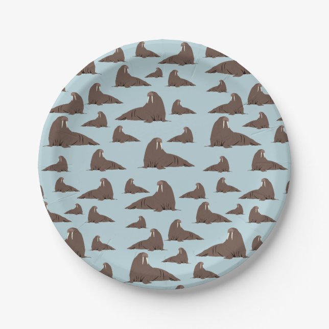 Cute Walrus Pattern Paper Plate (Front)